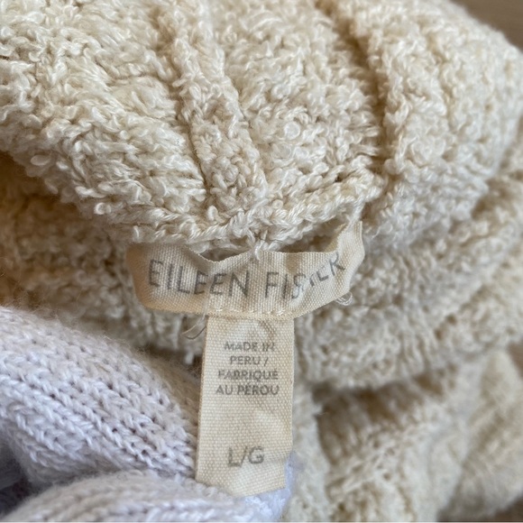 Eileen Fisher sweater Organic Cotton funnel neck textured woven pullover large - Picture 7 of 14